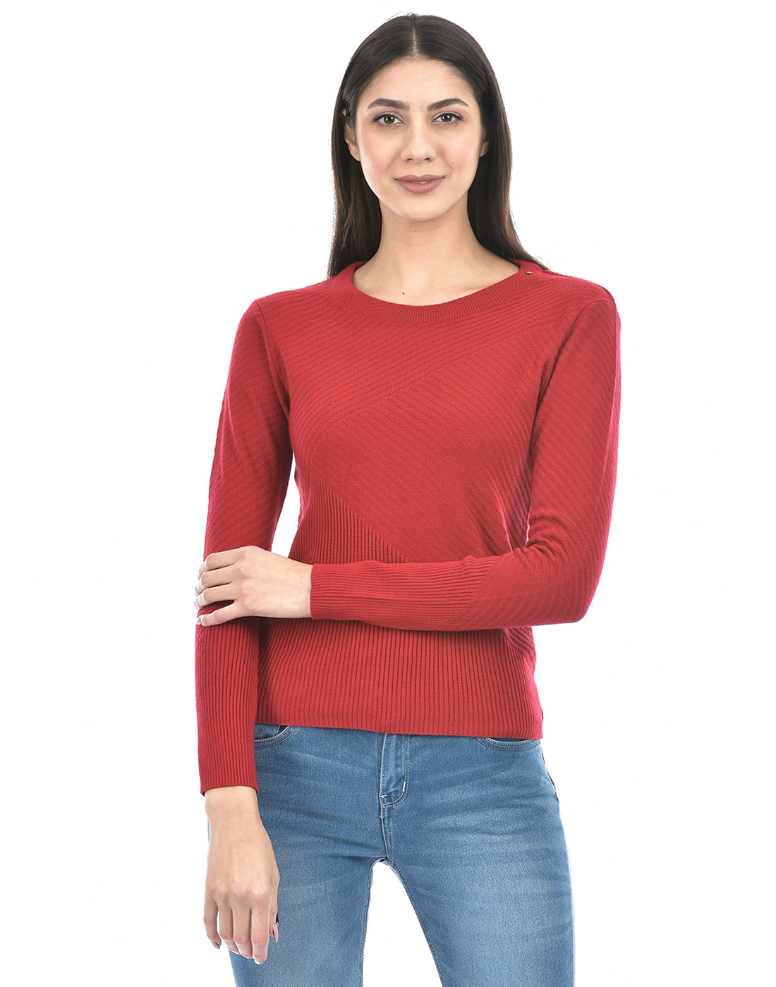 Numero Uno Women Solid Red Sweater
